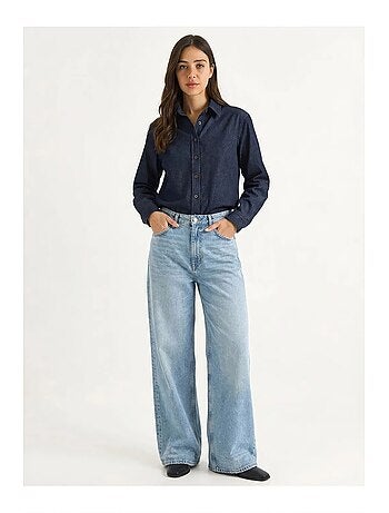 Camicia da donna in denim di cotone lucci