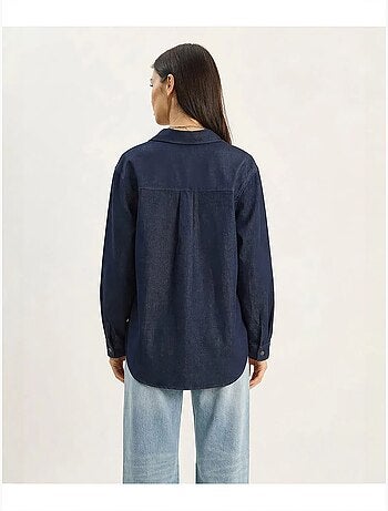 Camicia da donna in denim di cotone lucci