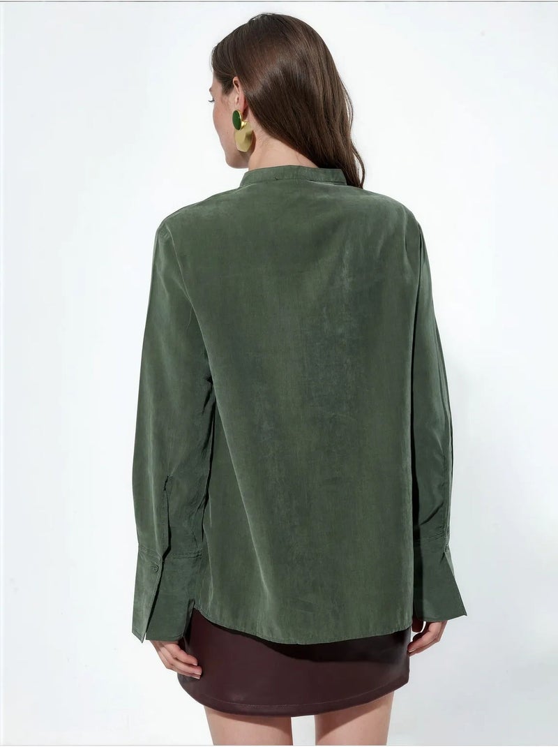 Camicia da donna in misto tencel busem Verde - Kiabi
