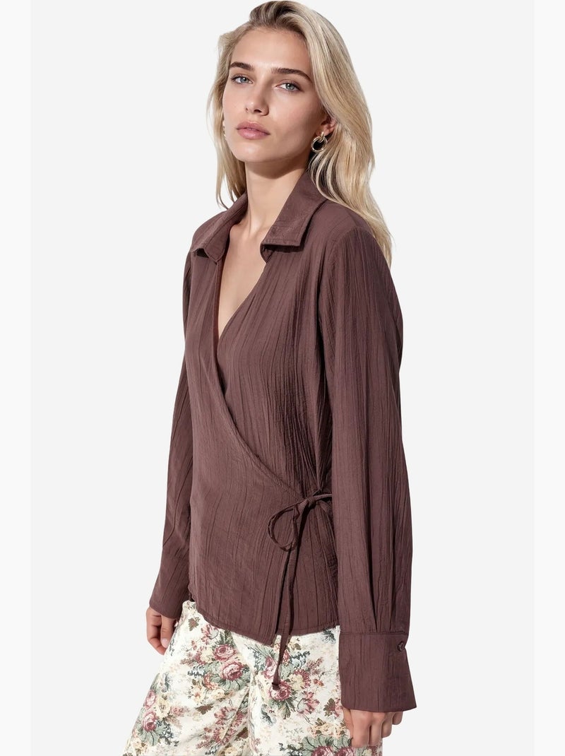 Camicia da donna in poliestere busem Marrone cioccolato - Kiabi
