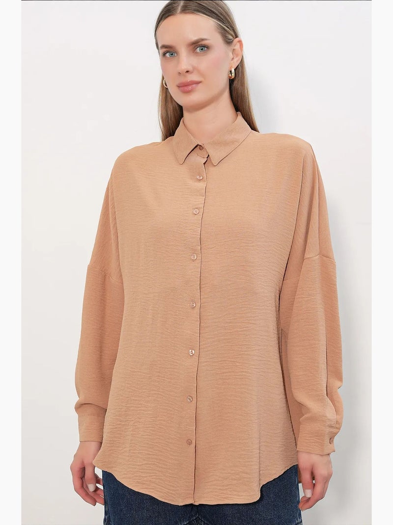 Camicia da donna in poliestere elasticizzato bdart Cammello - Kiabi