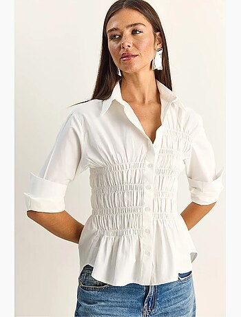 Camicia da donna in popeline di misto cotone dalla vestibilità regolare lucci