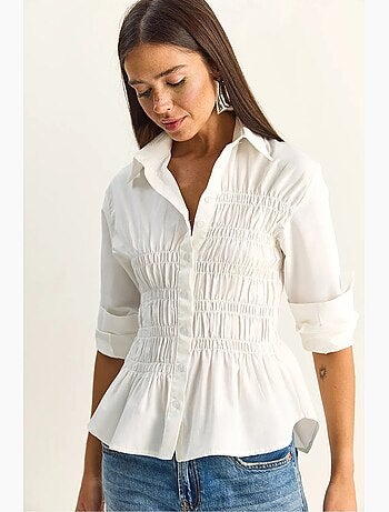 Camicia da donna in popeline di misto cotone dalla vestibilità regolare lucci