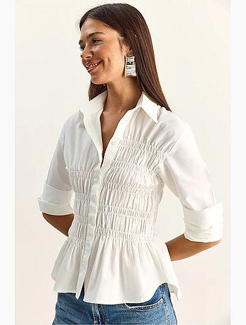 Camicia da donna in popeline di misto cotone dalla vestibilità regolare lucci