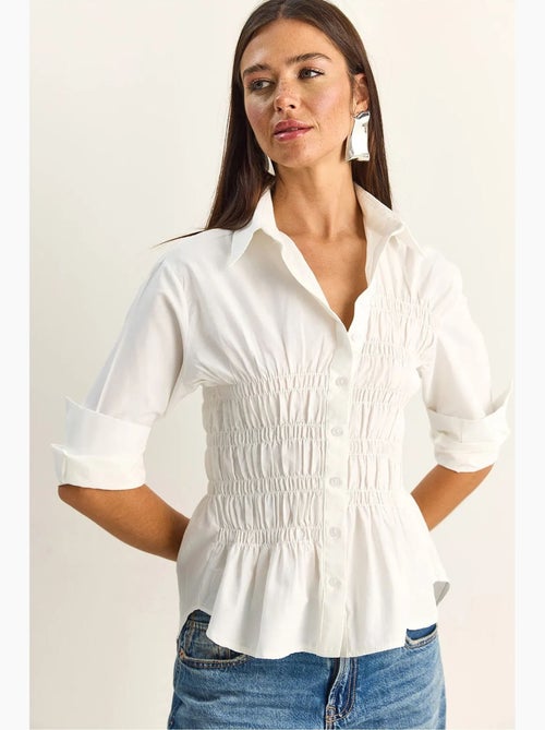 Camicia da donna in popeline di misto cotone dalla vestibilità regolare lucci - Kiabi Camicia da donna in popeline di misto cotone dalla vestibilità regolare lucci - Kiabi