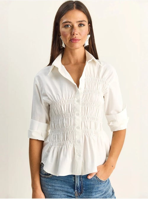 Camicia da donna in popeline di misto cotone dalla vestibilità regolare lucci - Kiabi Camicia da donna in popeline di misto cotone dalla vestibilità regolare lucci - Kiabi