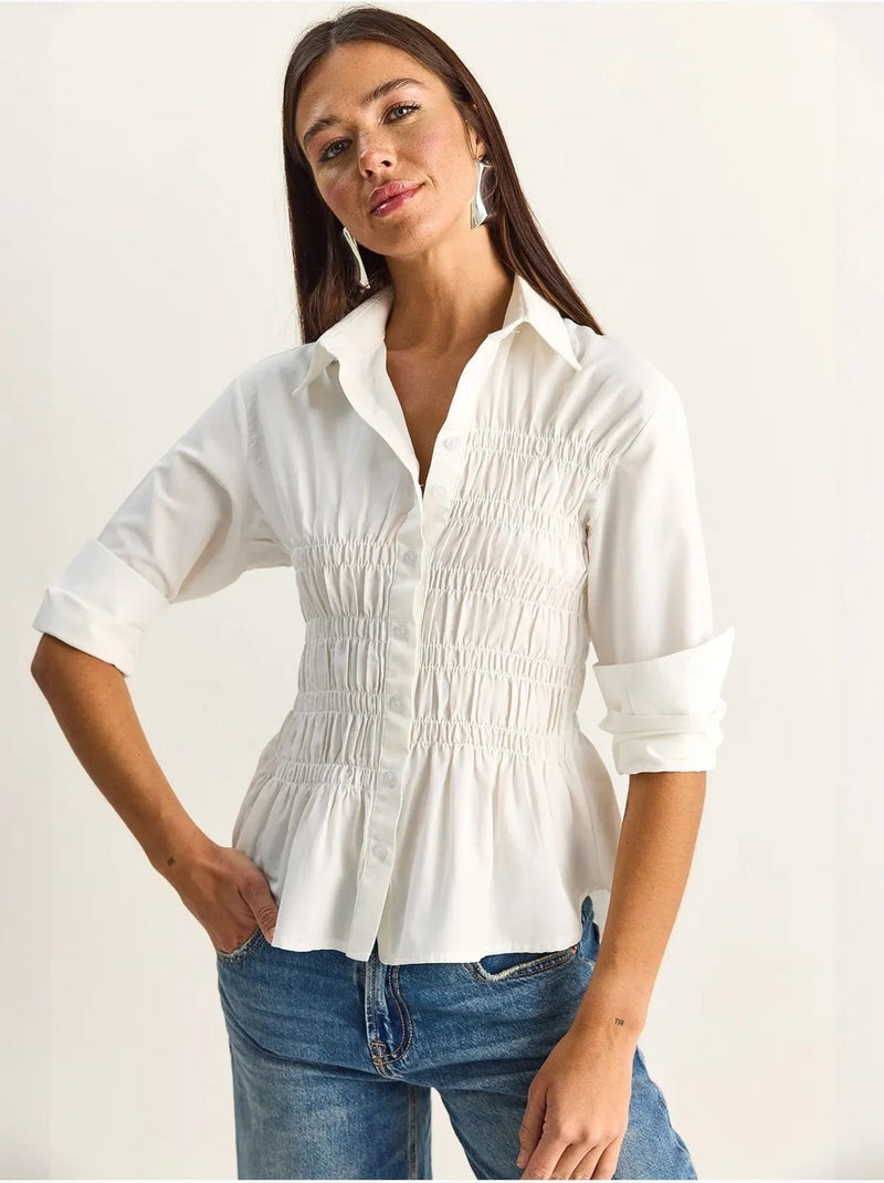 Camicia da donna in popeline di misto cotone dalla vestibilità regolare lucci Bianco - Kiabi