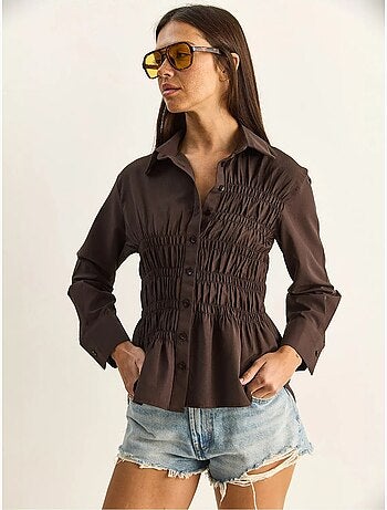 Camicia da donna in popeline di misto cotone dalla vestibilità regolare lucci