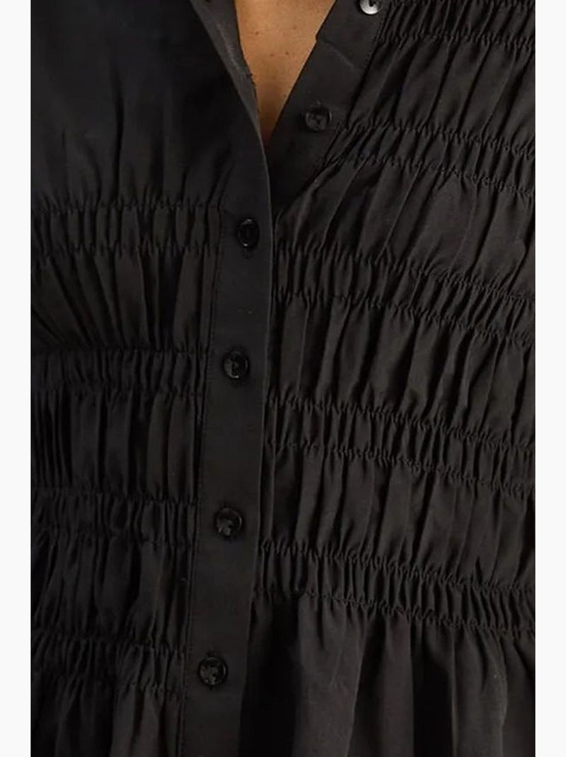 Camicia da donna in popeline di misto cotone dalla vestibilità regolare lucci Nero - Kiabi