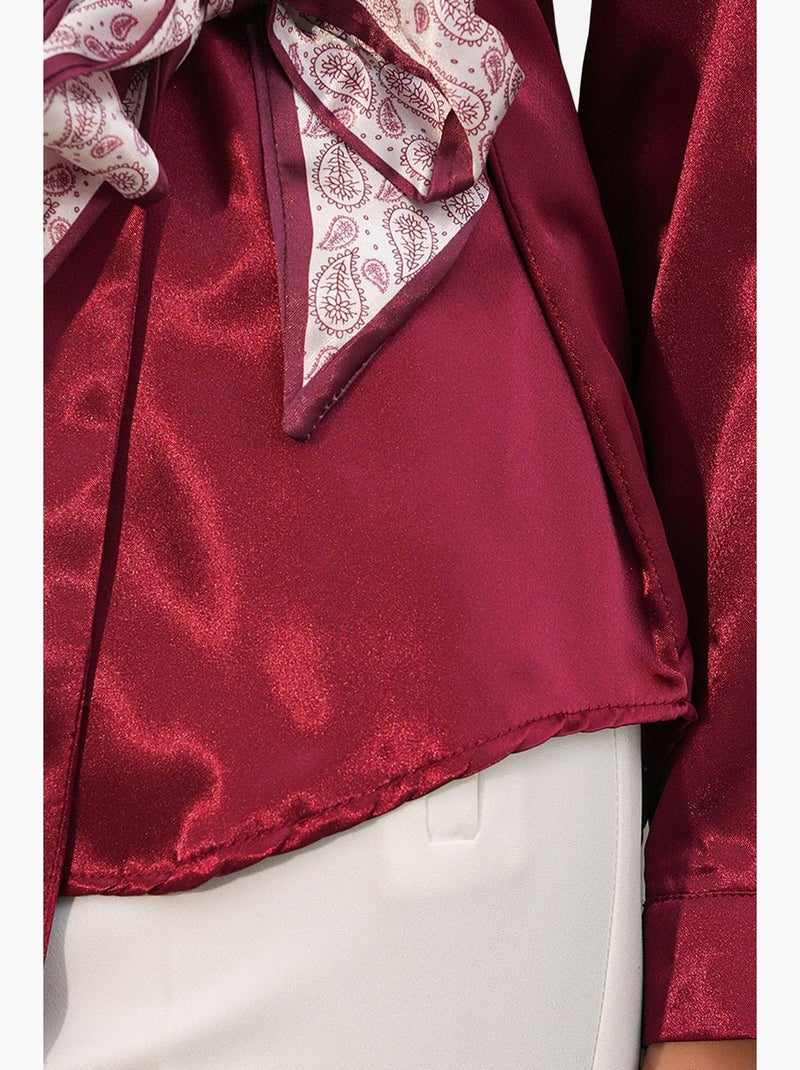 Camicia da donna in raso con chiusura a fiocco sul davanti bdart Rosso bordeaux - Kiabi