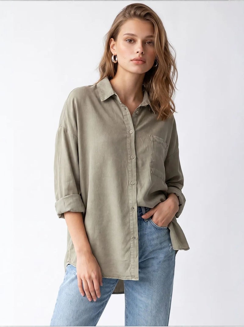 Camicia da donna in tencel mixray Cachi - Kiabi