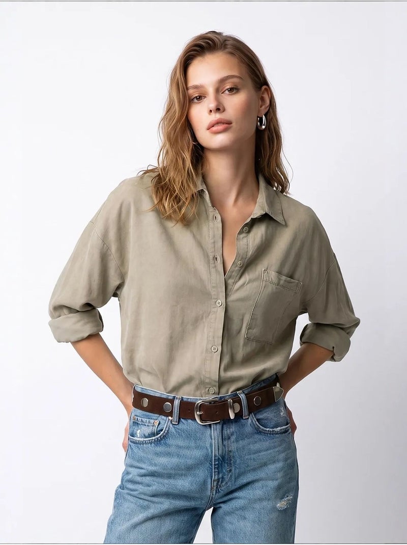 Camicia da donna in tencel mixray Cachi - Kiabi