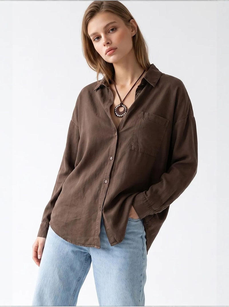 Camicia da donna in tencel mixray Marrone - Kiabi