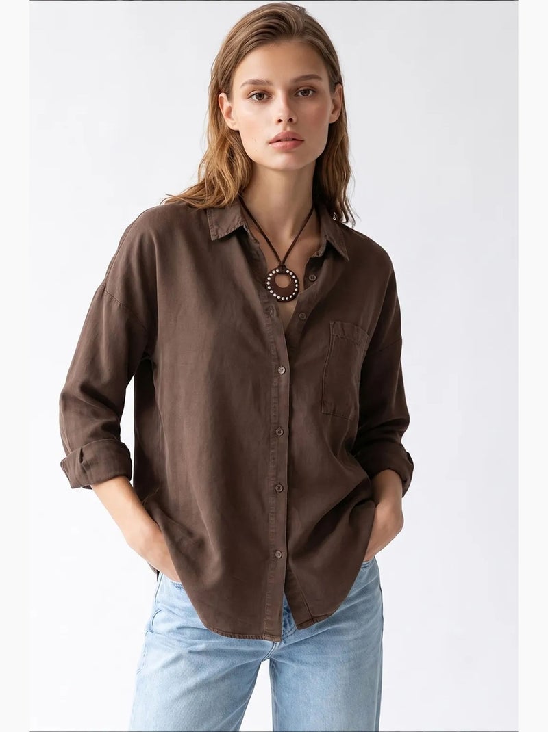 Camicia da donna in tencel mixray Marrone - Kiabi