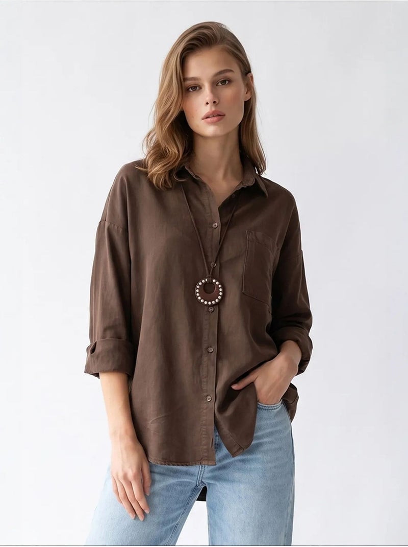 Camicia da donna in tencel mixray Marrone - Kiabi