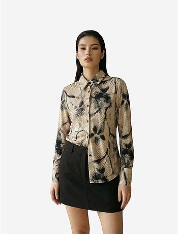 Camicia da donna in velluto tessuto con stampa astratta my fashion