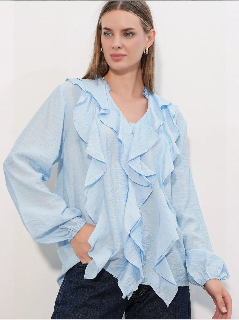 Camicia da donna in viscosa e nylon bdart Blu cielo - Kiabi