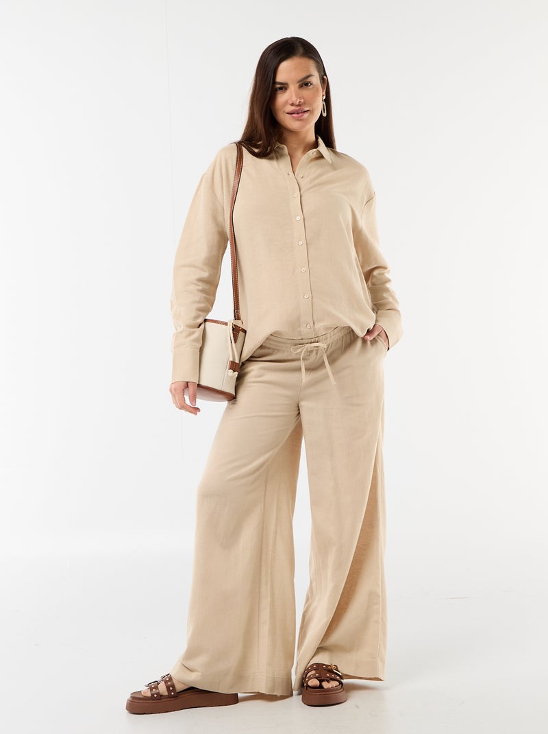 Camicia da maternità in lino misto Beige - Kiabi
