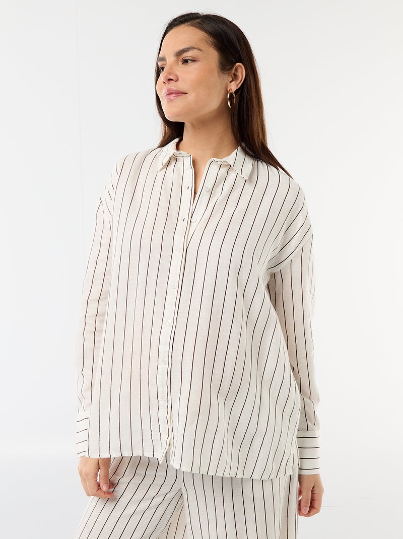 Camicia da maternità in lino misto Bianco - Kiabi
