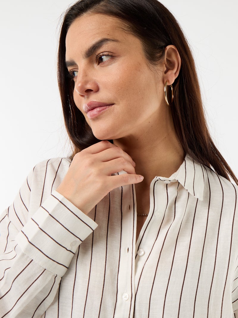 Camicia da maternità in lino misto Bianco - Kiabi