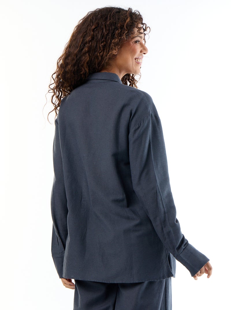 Camicia da maternità in lino misto Blu - Kiabi