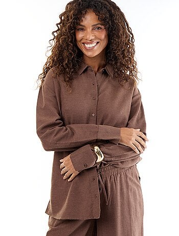 Camicia da maternità in lino misto