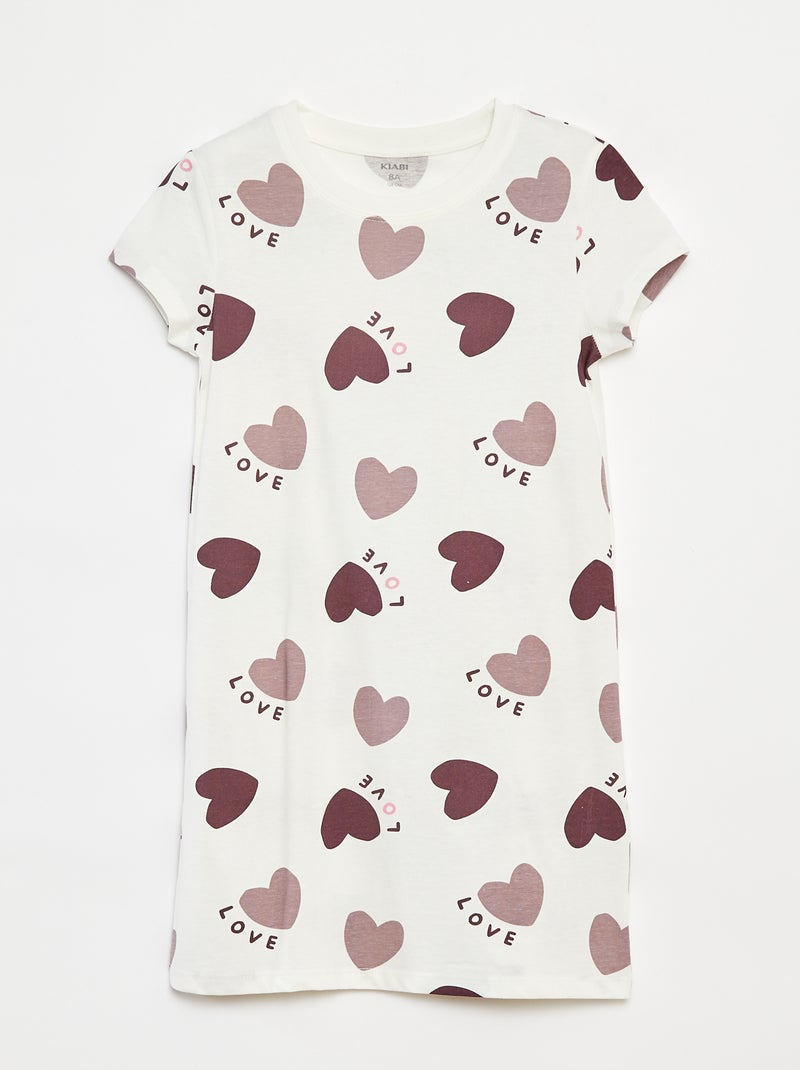 Camicia da notte a maniche corte con stampa Viola - Kiabi