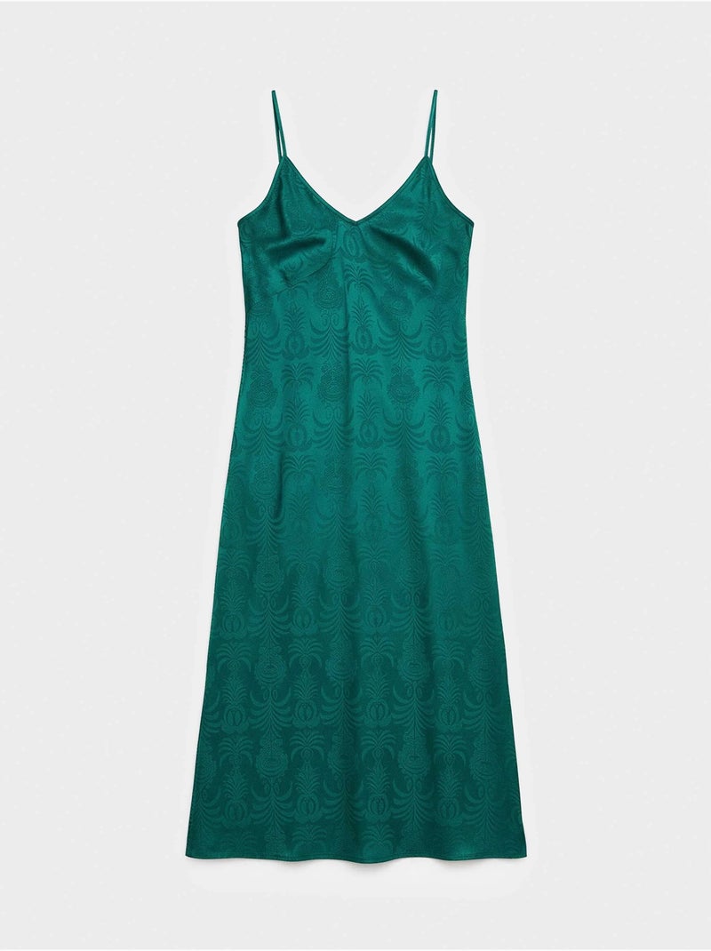 Camicia da notte colore verde bottiglia in jacquard di raso Blu Verde - Kiabi