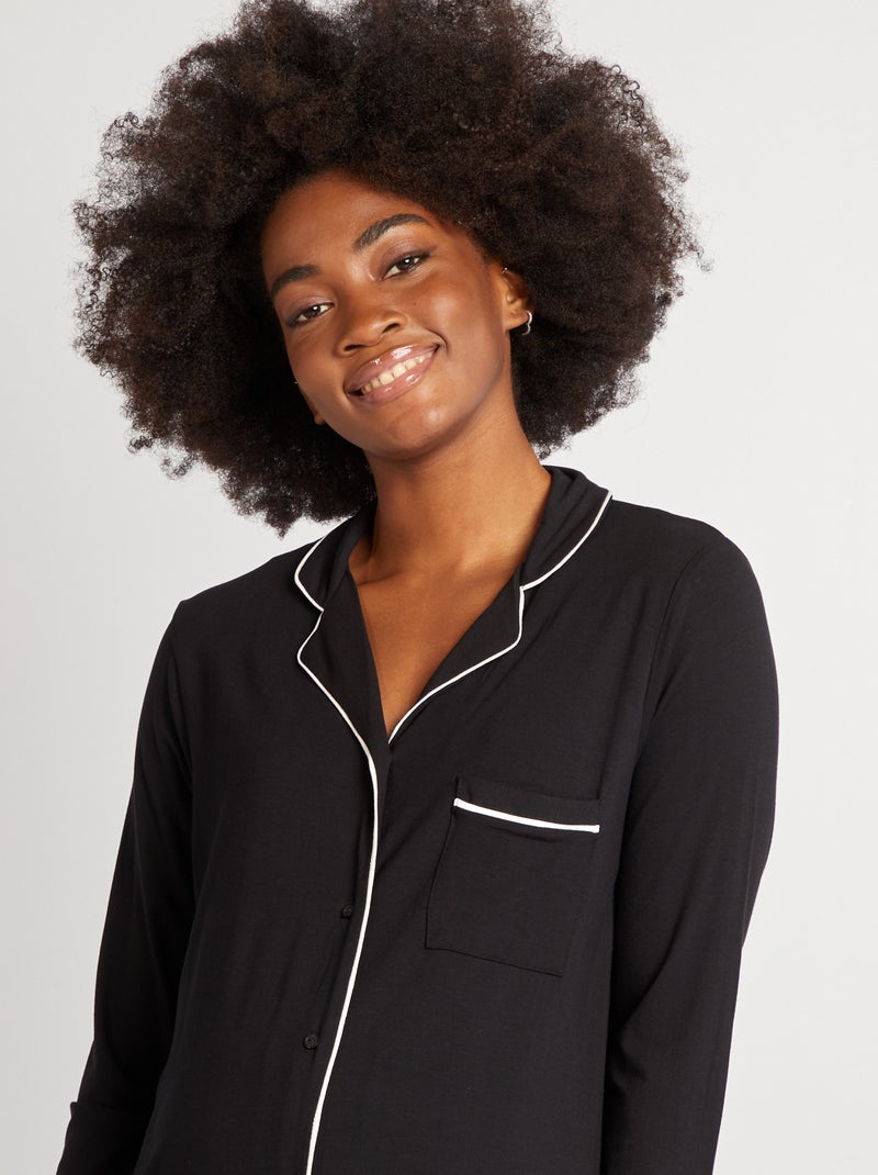 Camicia da notte con bottoni nero - Kiabi