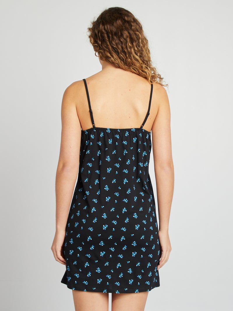 Camicia da notte con spalline sottili NERO - Kiabi