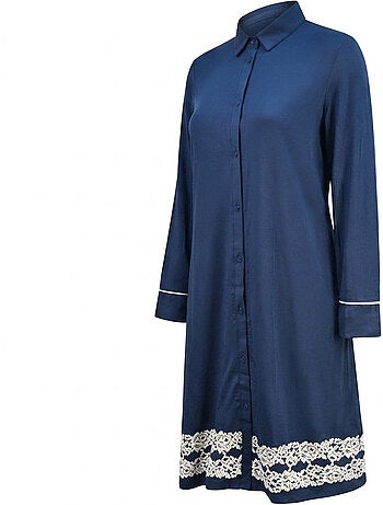 Camicia da Notte Donna OZABI Bottoni Pizzo Viscosa