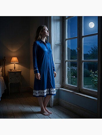 Camicia da Notte Donna OZABI Bottoni Pizzo Viscosa
