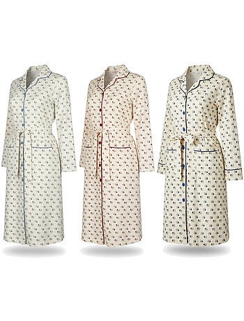 Camicia da notte donna ozabi confezione da 3, cotone, collo bottoni