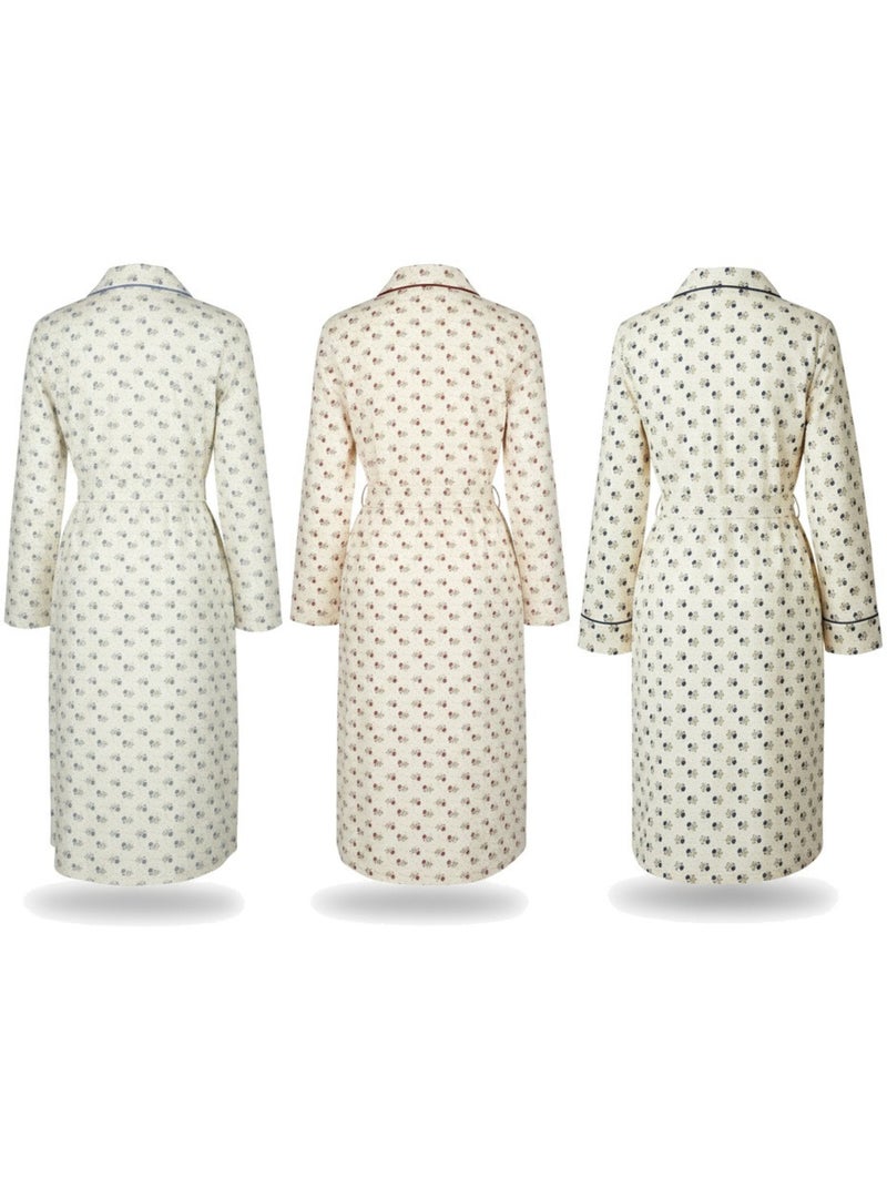Camicia da notte donna ozabi confezione da 3, cotone, collo bottoni Blu Rosso - Kiabi