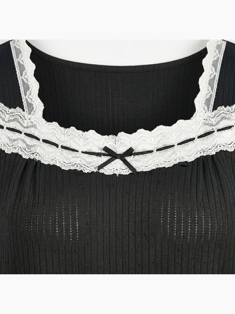 Camicia da notte donna pizzo ultra leggera OZABI Nero - Kiabi