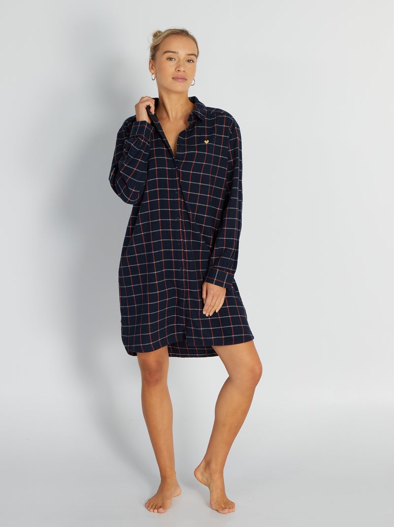 Camicia Da Notte Maniche Lunghe | Maglia Jersey Morbida | Blu Notte | Taglia X-Small