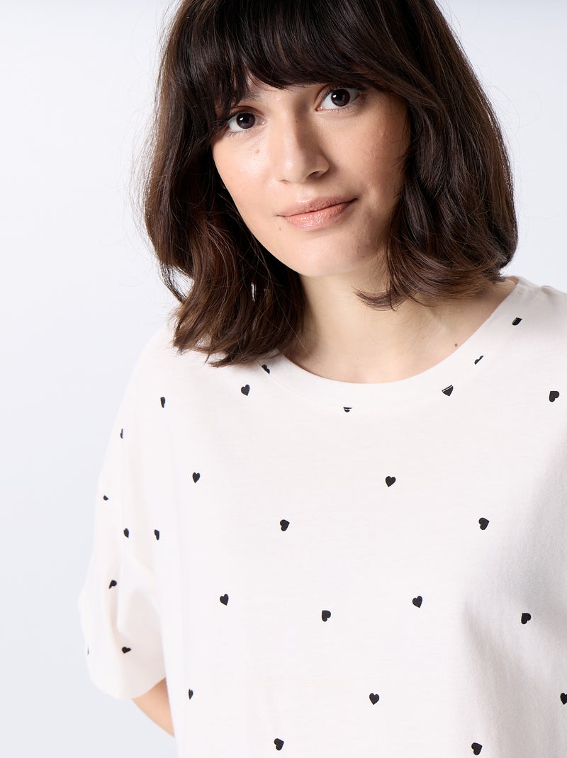 Camicia da notte in maglia jersey Bianco - Kiabi