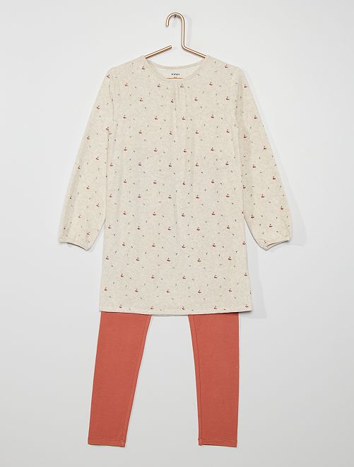 Camicia da notte in velluto + leggings - BEIGE - Kiabi - 13.00€