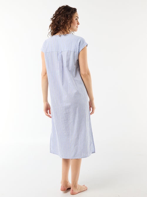 Camicia da notte lunga in voile di cotone - Kiabi
