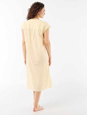 Camicia da notte lunga in voile di cotone