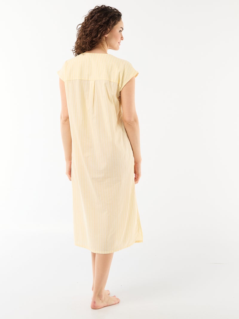 Camicia da notte lunga in voile di cotone Giallo - Kiabi