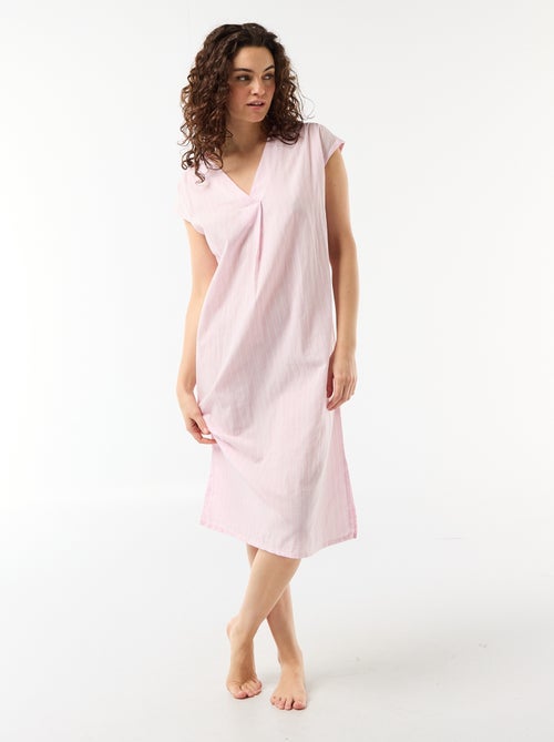 Camicia da notte lunga in voile di cotone - Kiabi