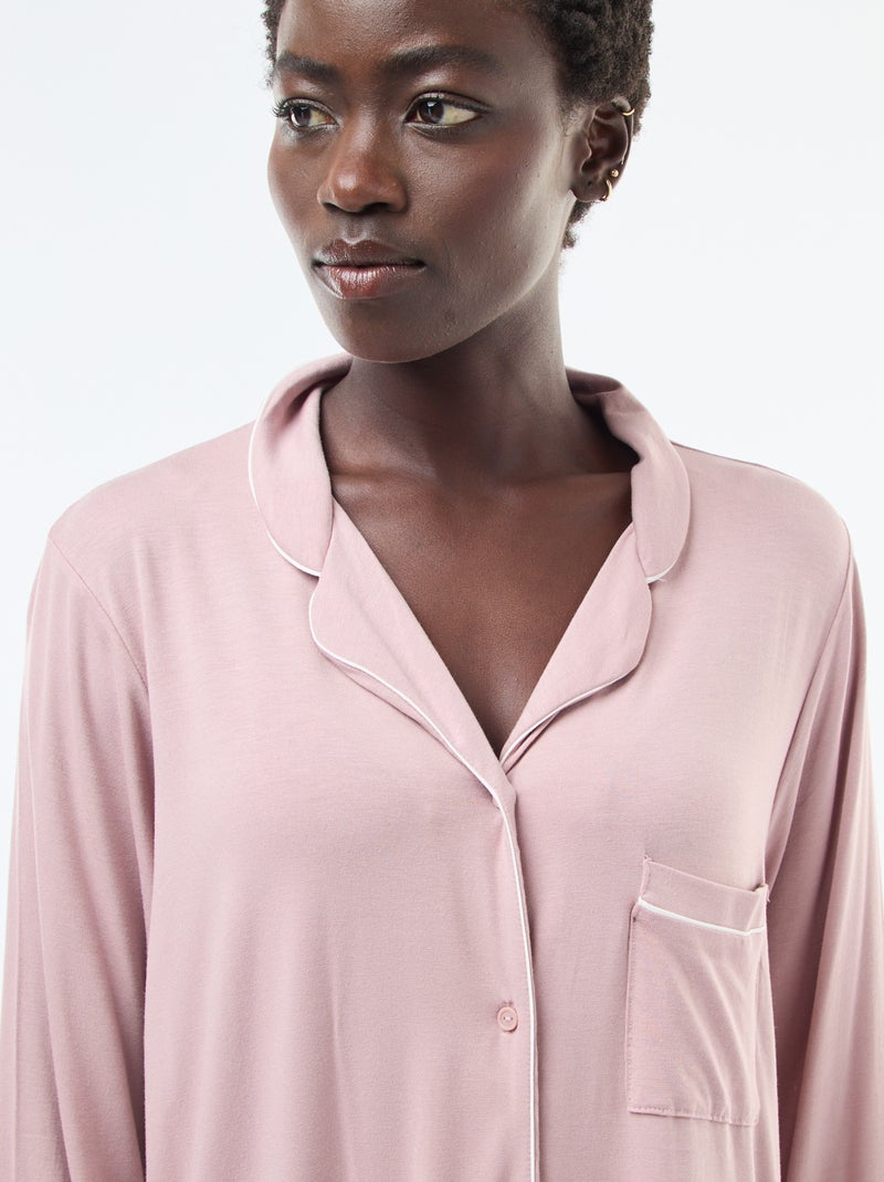 Camicia liscia con maniche lunghe da donna rosa cipria HH039 POLVERE- ROSA