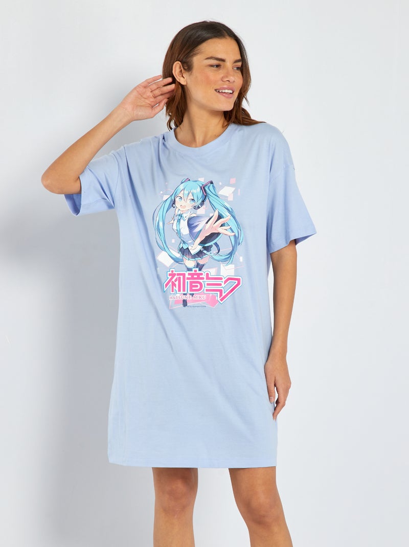 Camicia da notte oversize 'Hatsune Miku' NERO - Kiabi