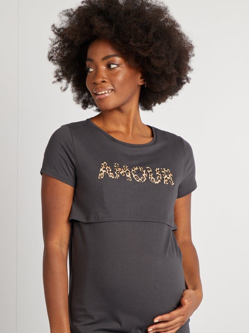 Camicia da notte per l'allattamento con scritta - Kiabi