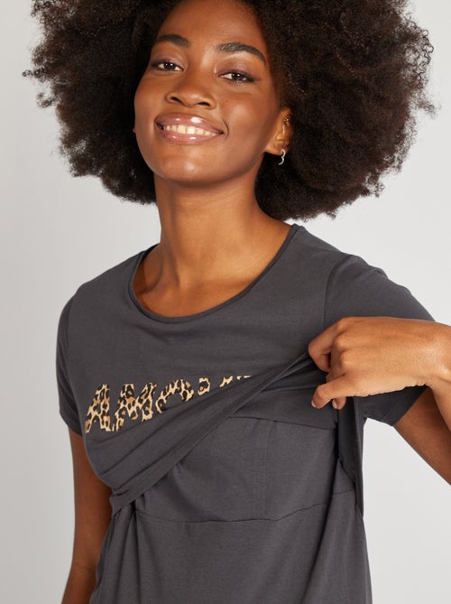 Camicia da notte per l'allattamento con scritta - Kiabi