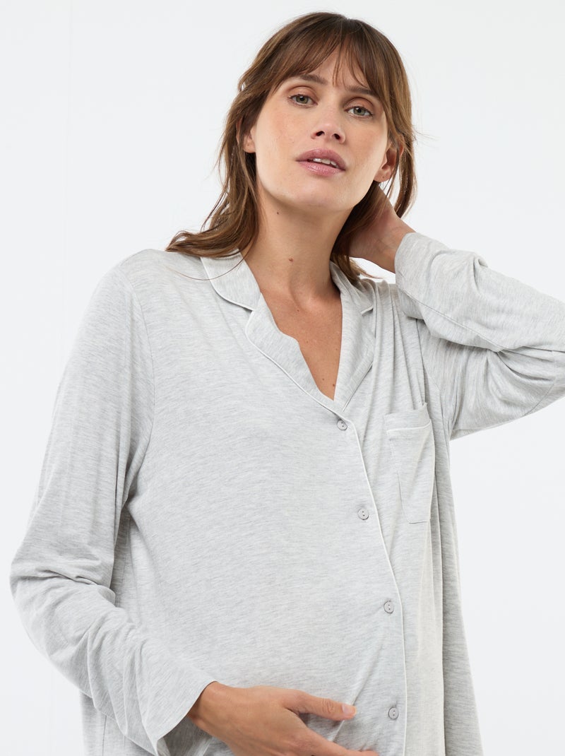 Camicia da notte premaman tinta unita Grigio - Kiabi