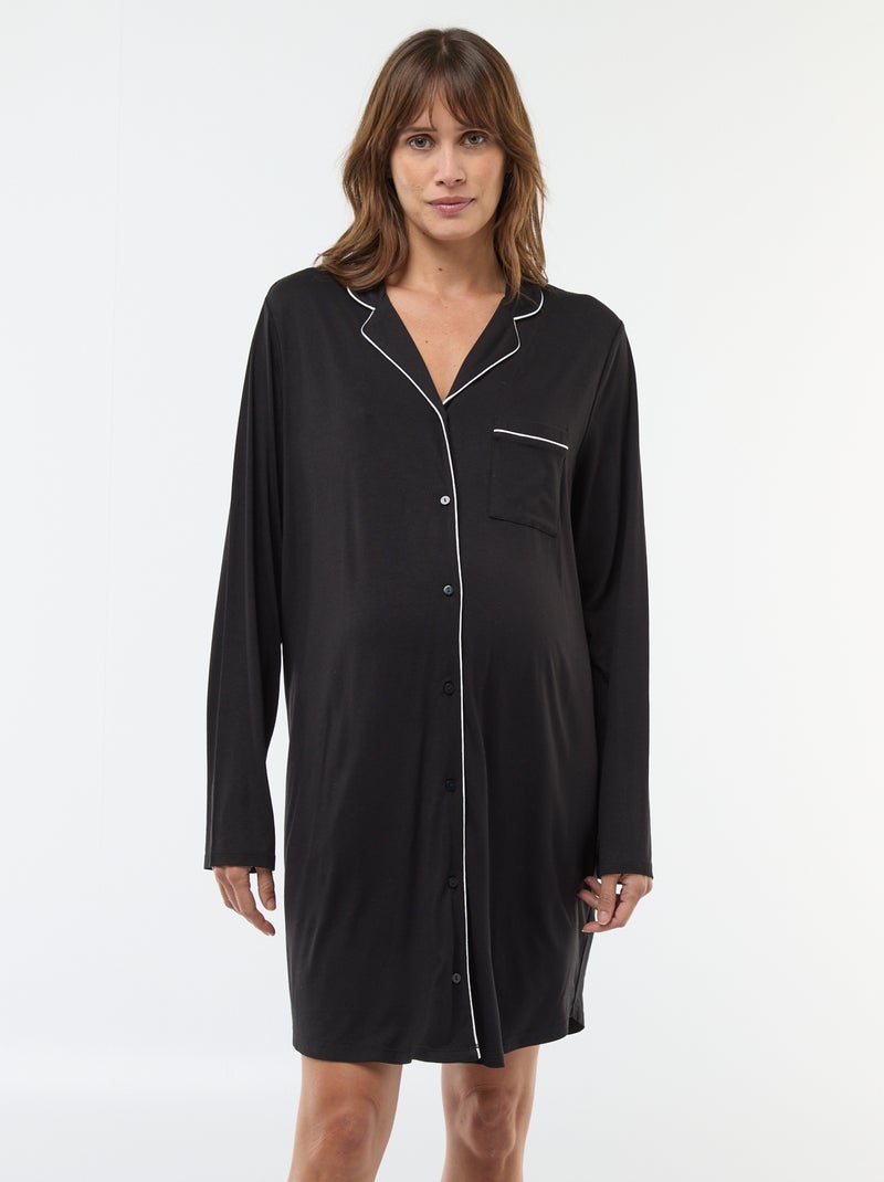 Camicia da notte premaman tinta unita Nero - Kiabi