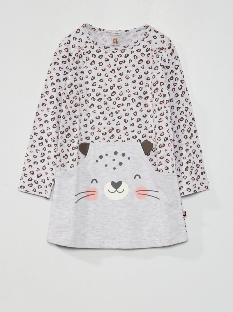 Camicia da notte stampa 'gatto' grigio - Kiabi