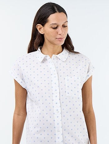 Camicia da notte stampata in voile di cotone